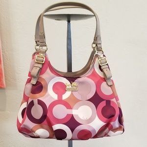 Authentic Coach satin signature fabric bag